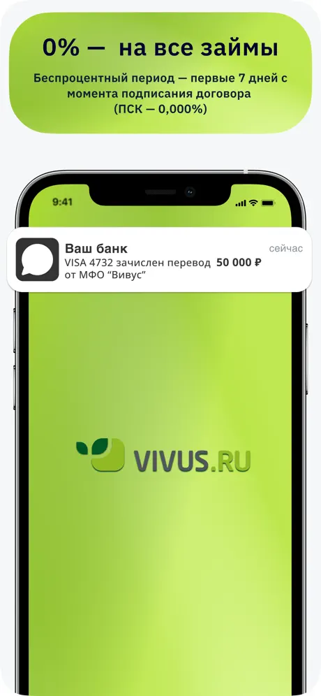 Vivus: 0% по всем займам в первые 7 дней
